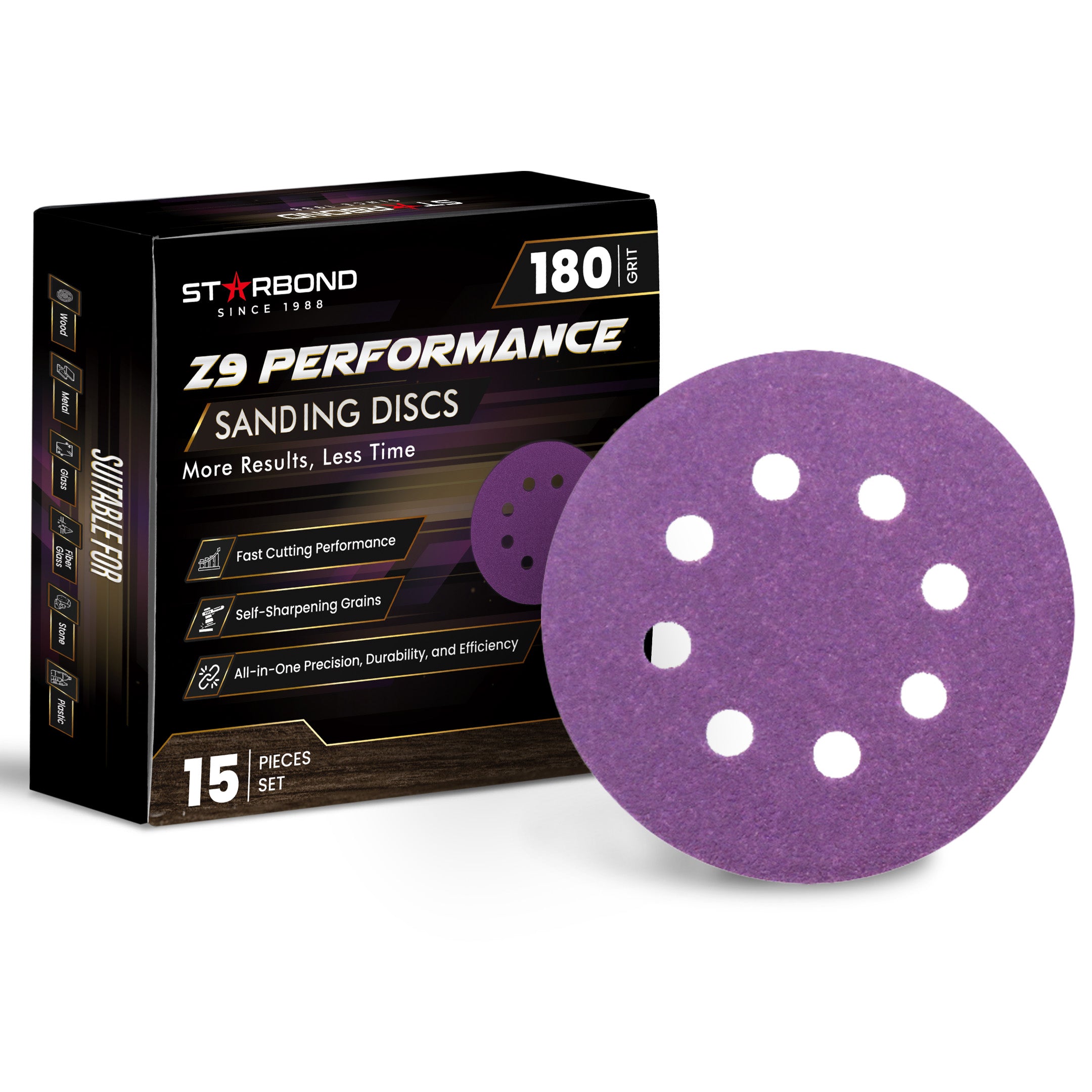 Speed Series | Z9 Performance Sanding Discs | 180 Grit, 15-PCS Pack