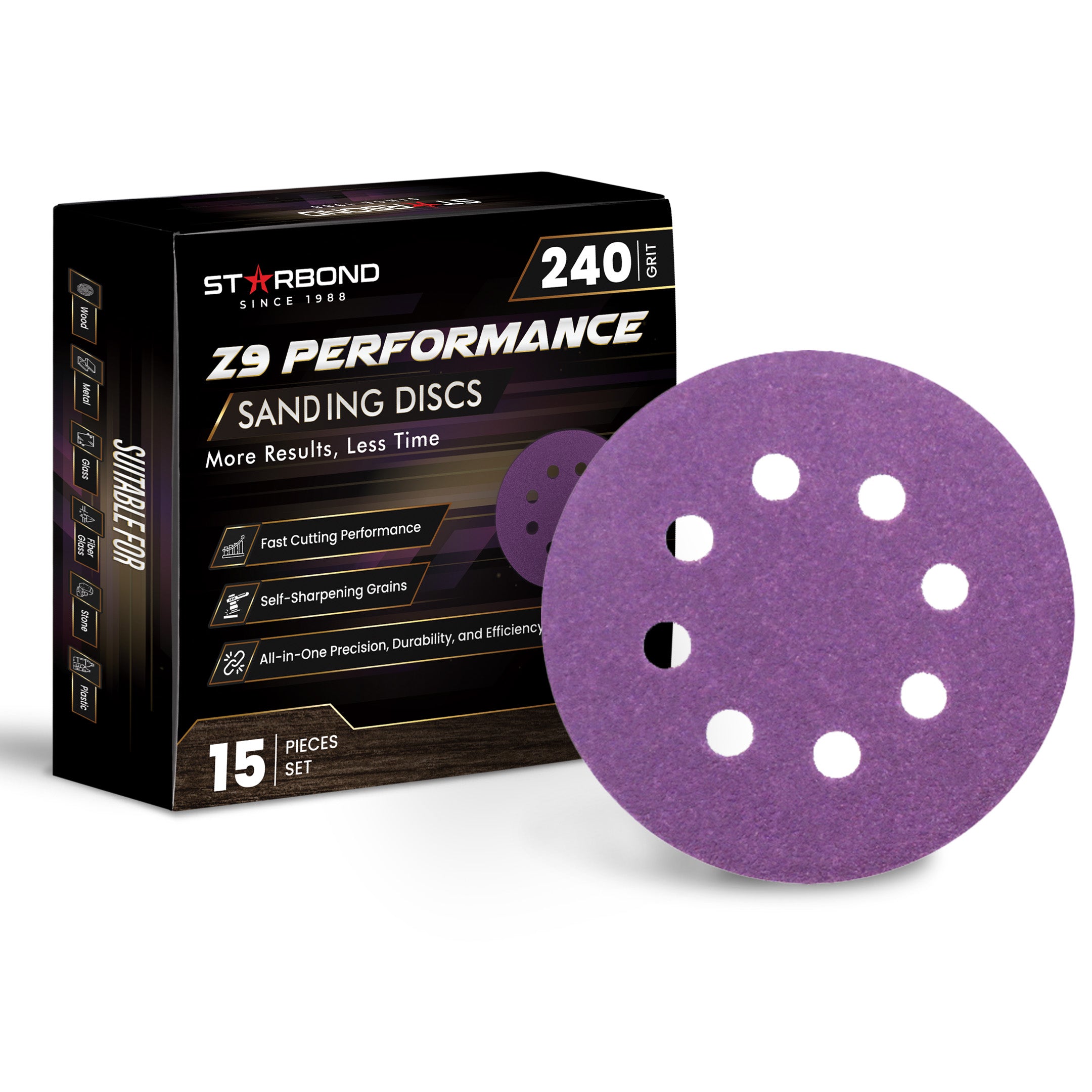 Speed Series | Z9 Performance Sanding Discs | 240 Grit, 15-PCS Pack