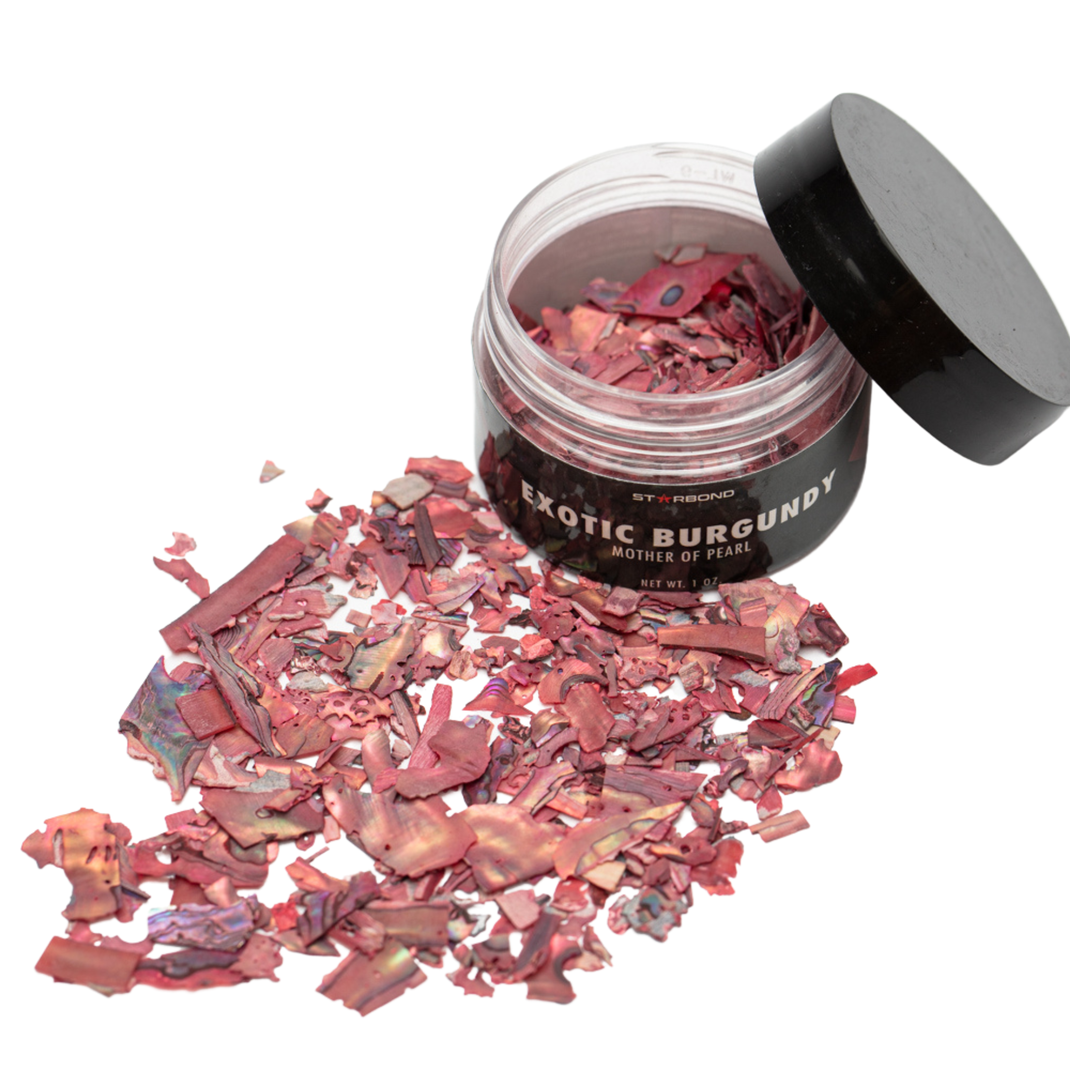 🎁 Exotic Burgundy Mother of Pearl Inlay Flakes, 1 oz. (25% off)
