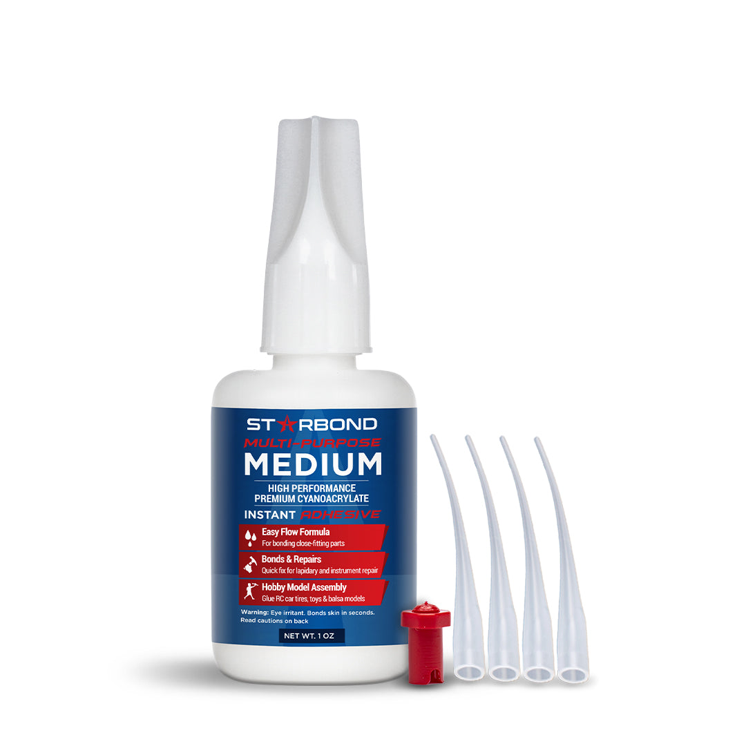 Starbond EM-150 Medium Premium CA Cyanoacrylate Adhesive Super Glue Plus Extra Microtips 1 oz for Woodturning Pen Turning Hobby