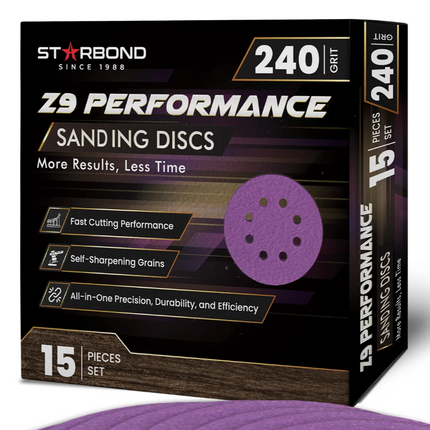 Speed Series | Z9 Performance Sanding Discs | 240 Grit, 15-PCS Pack