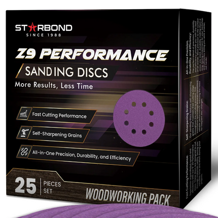 5" 8-Holes Z9 Performance Sanding Discs | Multi-Grit, 25-PCS Pack