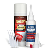 All-Purpose Medium Super Glue (4 oz) + Aerosol Accelerator (6 oz) — Cures CA Glue Instantly for Quick Repairs