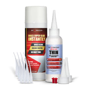 Super Fast Thin Super Glue (4 oz) + Aerosol Accelerator (6 oz) — Cures CA Glue Instantly for Tight Joints