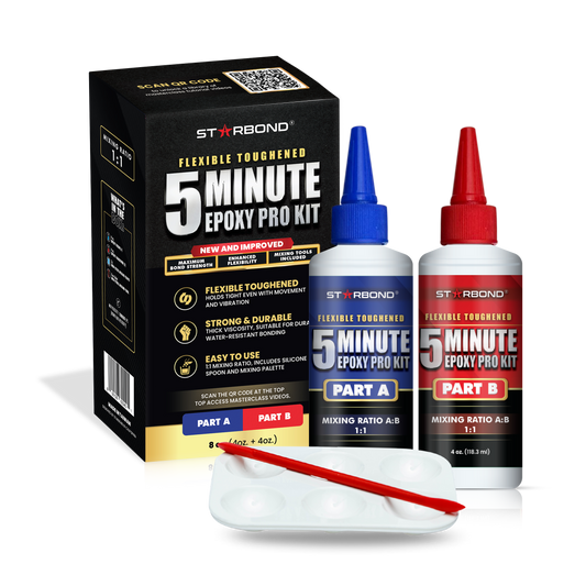 5-Minute Flexible Toughened Epoxy Pro Kit — Clear 2-Part Epoxy for Quick Repairs and Gap Filling (8 oz)