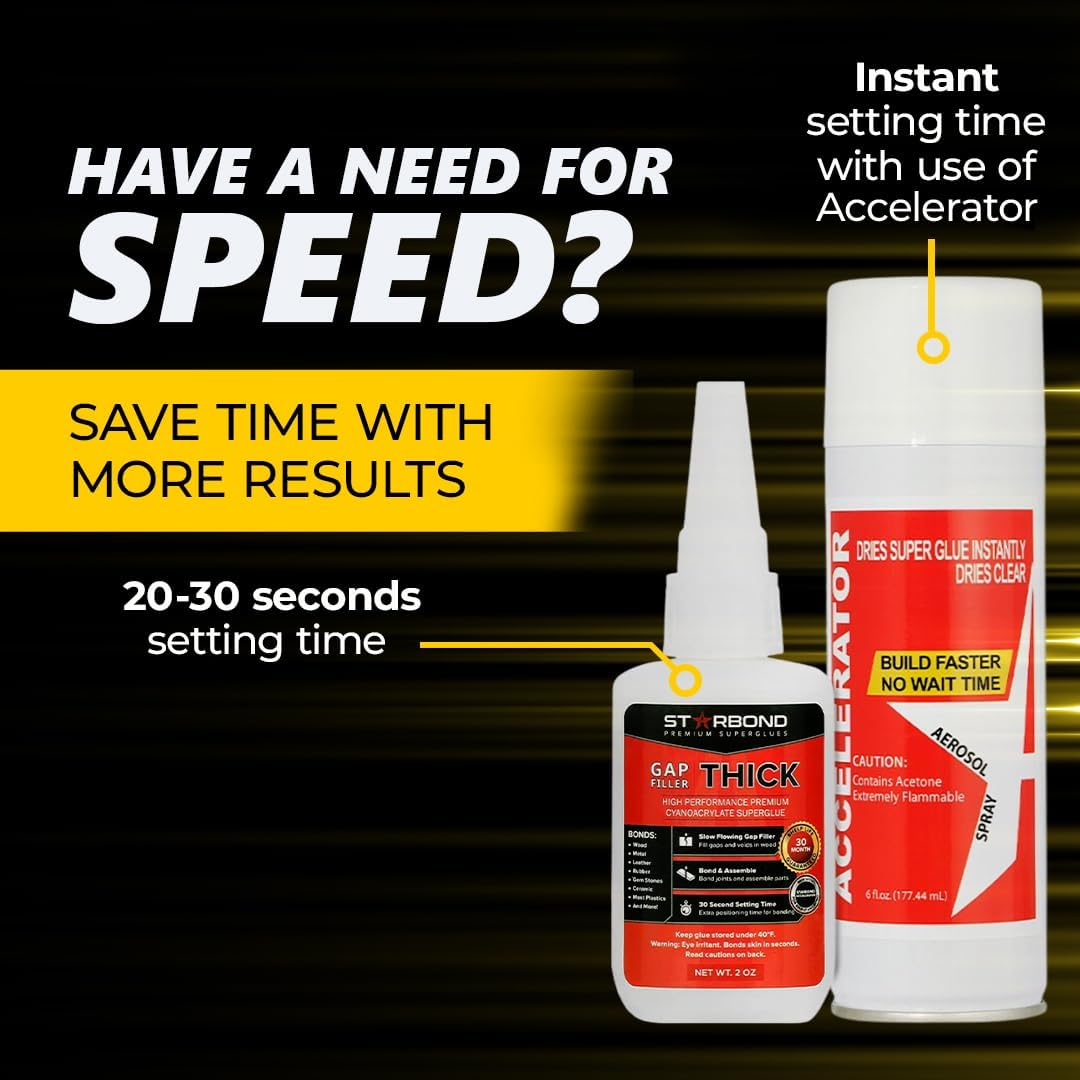 2 oz. Thick and 6 oz. Accelerator | CA Glue Bundle