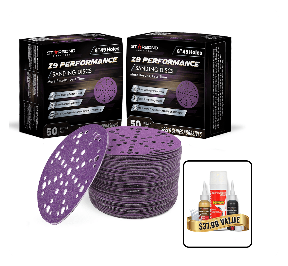 6" 49-Holes Z9 Sanding Discs Promo Bundle | 2x Multi-Grit 50-Pack + FREE Knot-Filler System