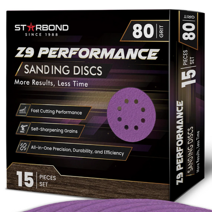 Speed Series | Z9 Performance Sanding Discs | 80 Grit, 15-PCS Pack