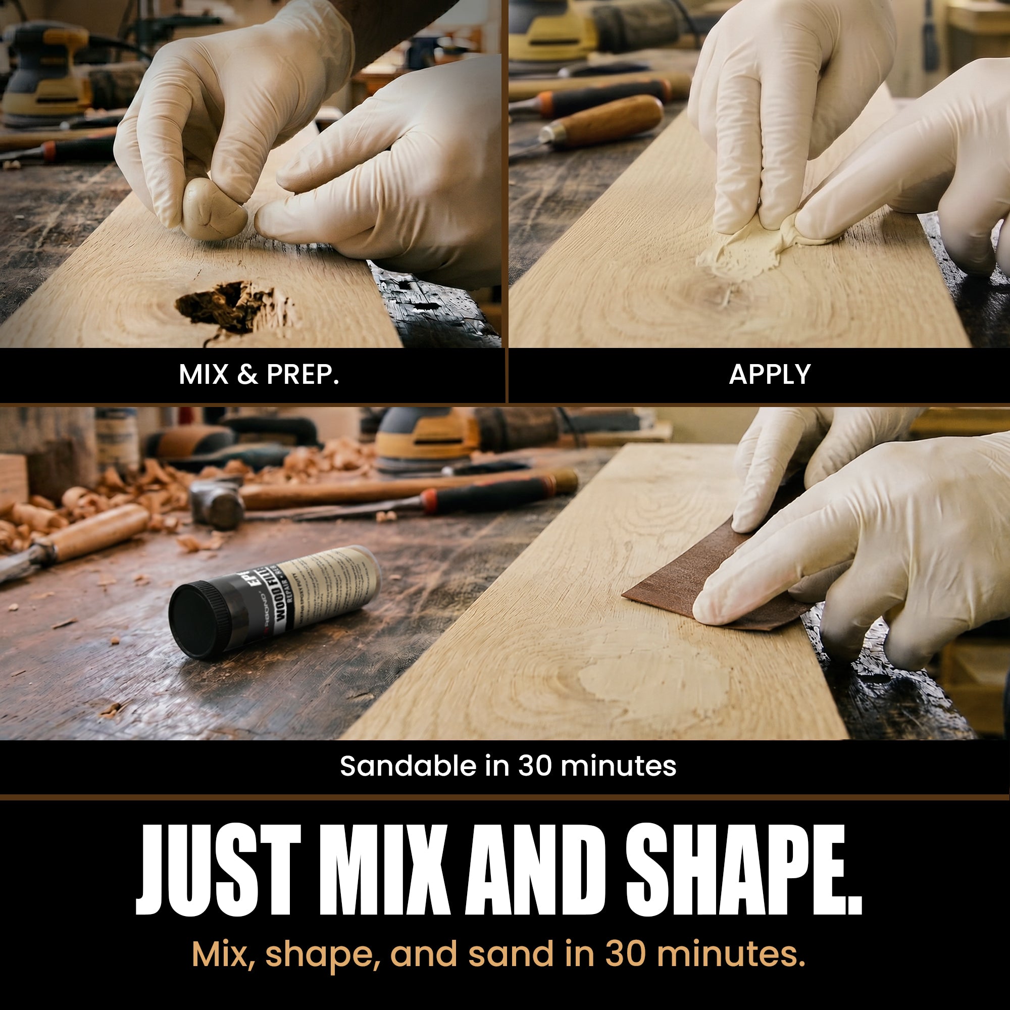 Light Oak — Wood Epoxy Putty (2 oz)