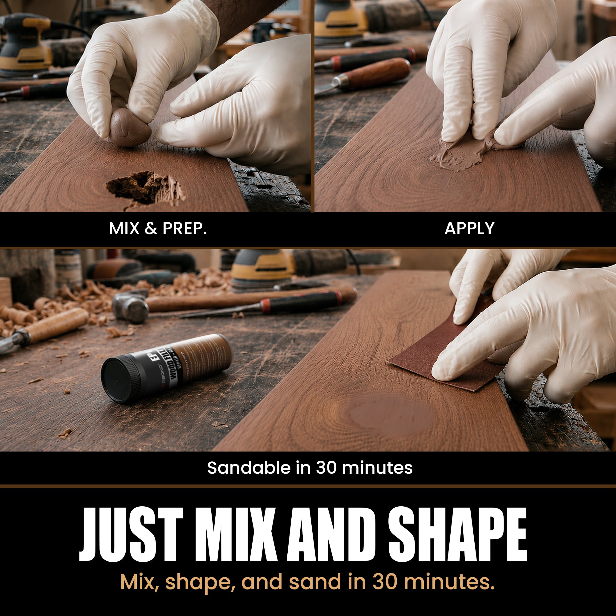 Chocolate Brown — Wood Epoxy Putty (2 oz)