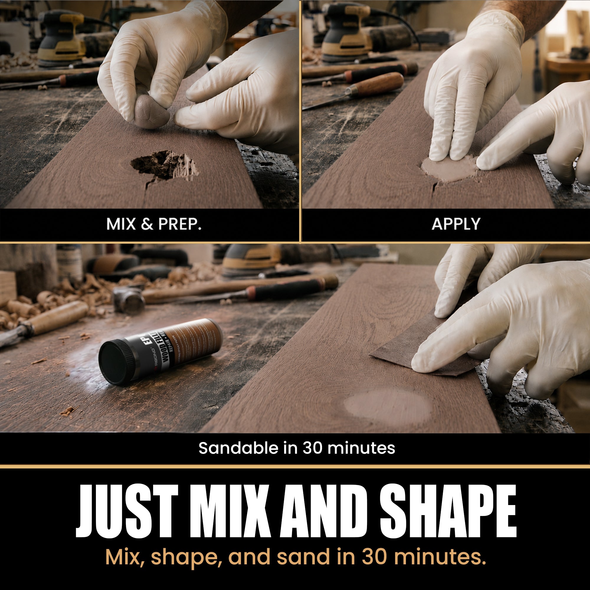 Light Chocolate Brown — Wood Epoxy Putty (2 oz)