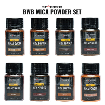 Starbond Mica Powder Pigment Black White Brown (BWB) Set - 24 Bottles of 10g