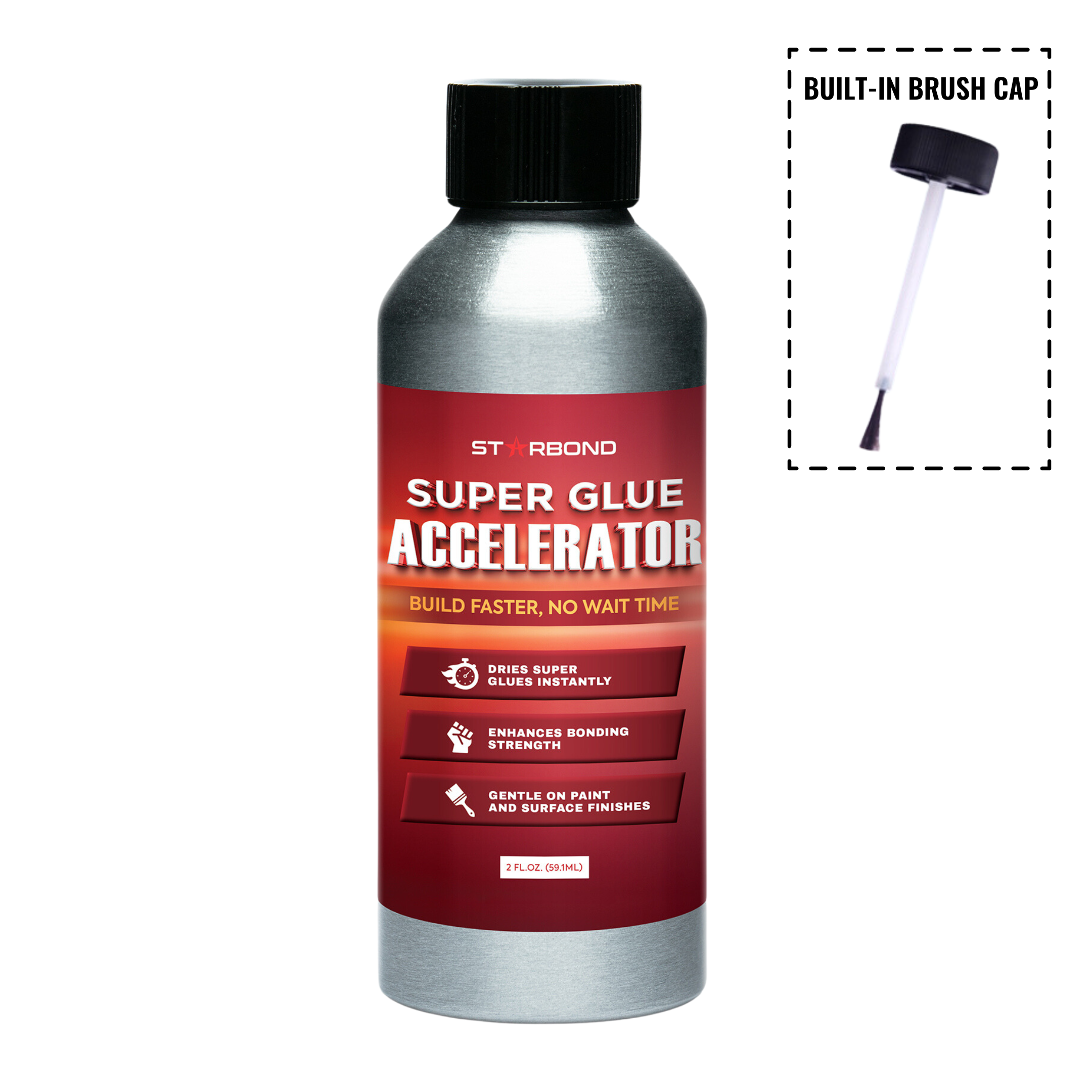 CA Glue Brush-On Accelerator, 2 oz.