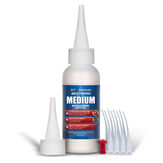 All-Purpose Medium Super Glue Pro Kit — 10–12 Second CA Glue for Quick Repairs and Glue-Ups — 2 oz, 4 oz or 16 oz