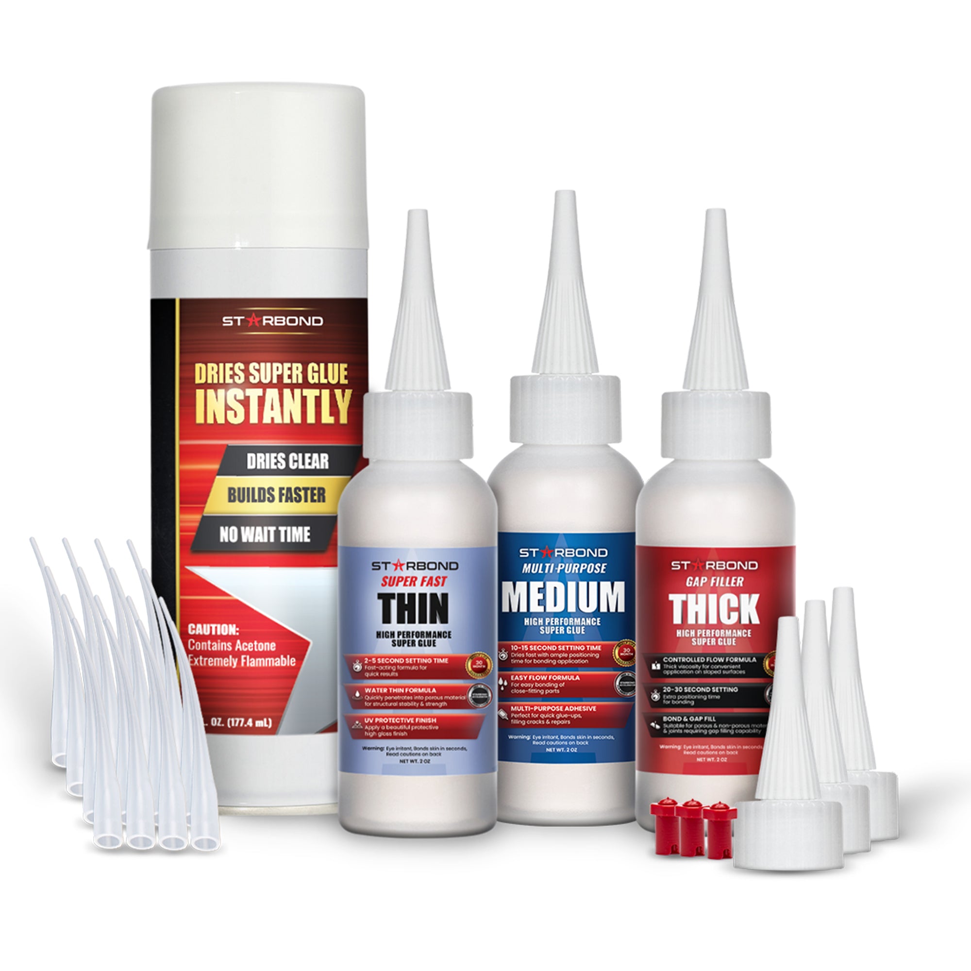 2 oz. Thin, Medium, Thick CA Glue and 6 oz. Accelerator | CA Glue Bundle