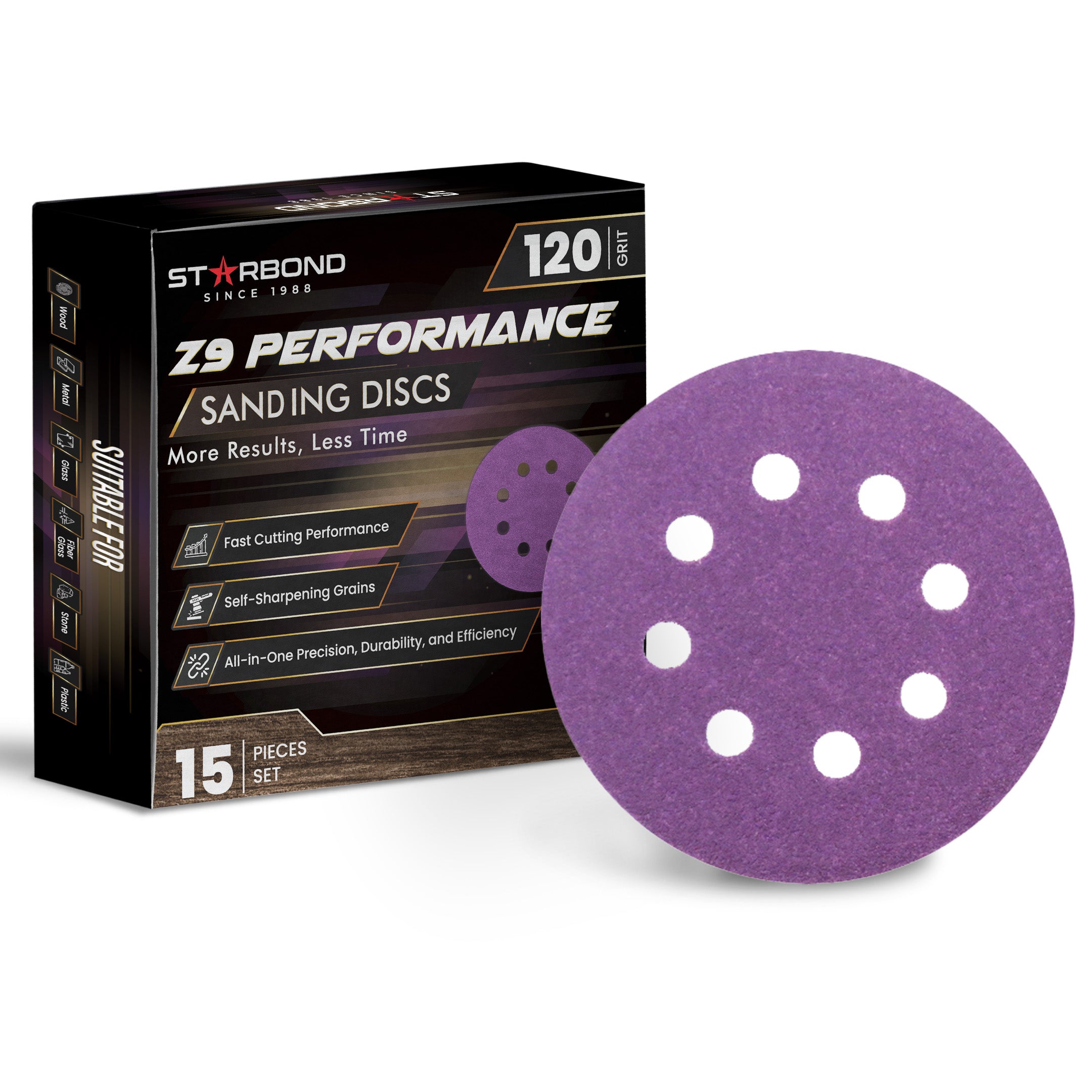 Speed Series | Z9 Performance Sanding Discs | 120 Grit, 15-PCS Pack