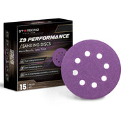 Z9 Ceramic-Hybrid Sanding Discs — 5-Inch 8-Hole, Fast-Cutting Single-Grit 15 Pack