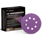 Z9 Ceramic-Hybrid Sanding Discs — 5-Inch 8-Hole, Self-Sharpening Fast-Cutting Multi-Grit, 25 Pack
