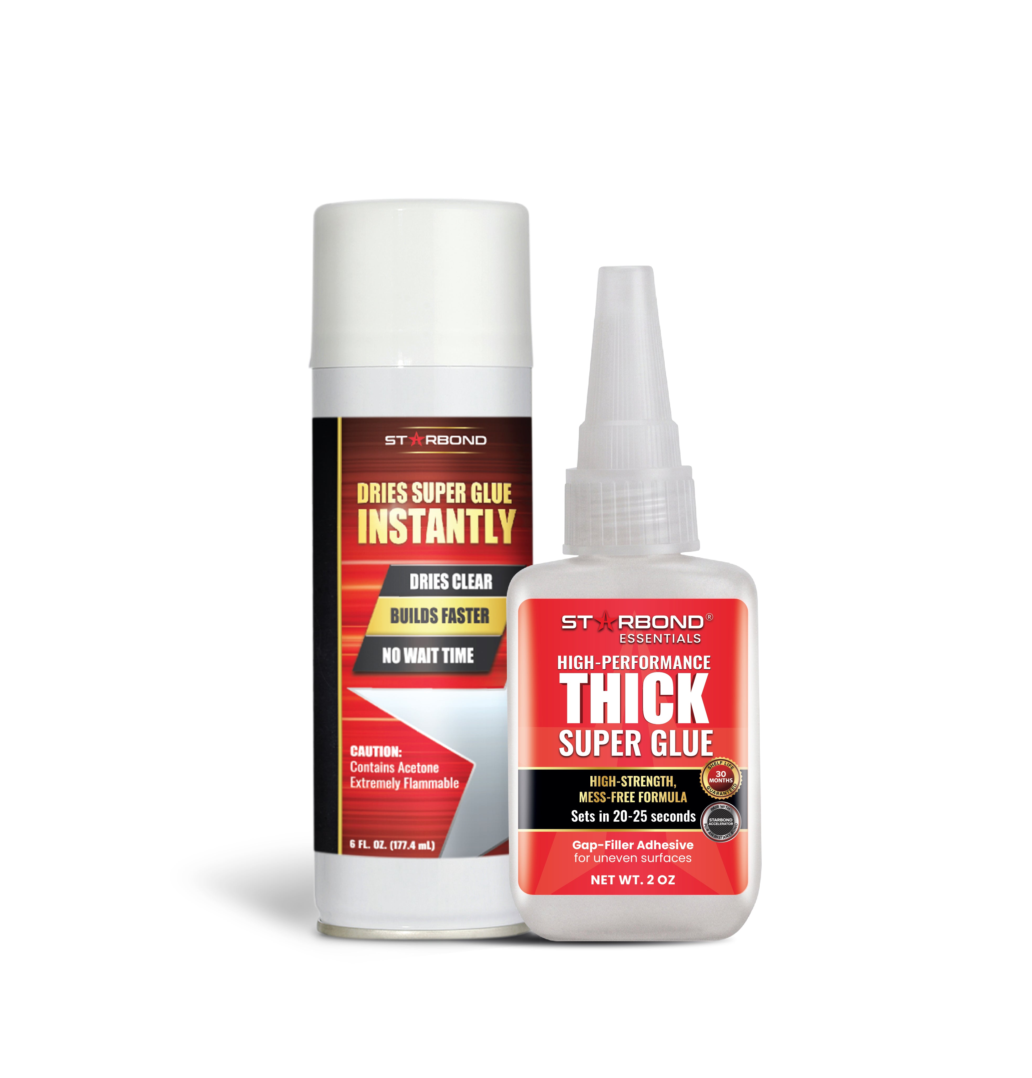 Speed Series Bundle — Gap-Filling Thick Super Glue (2 oz) + Aerosol Accelerator (6 oz) — Instant Cure for Larger Gaps