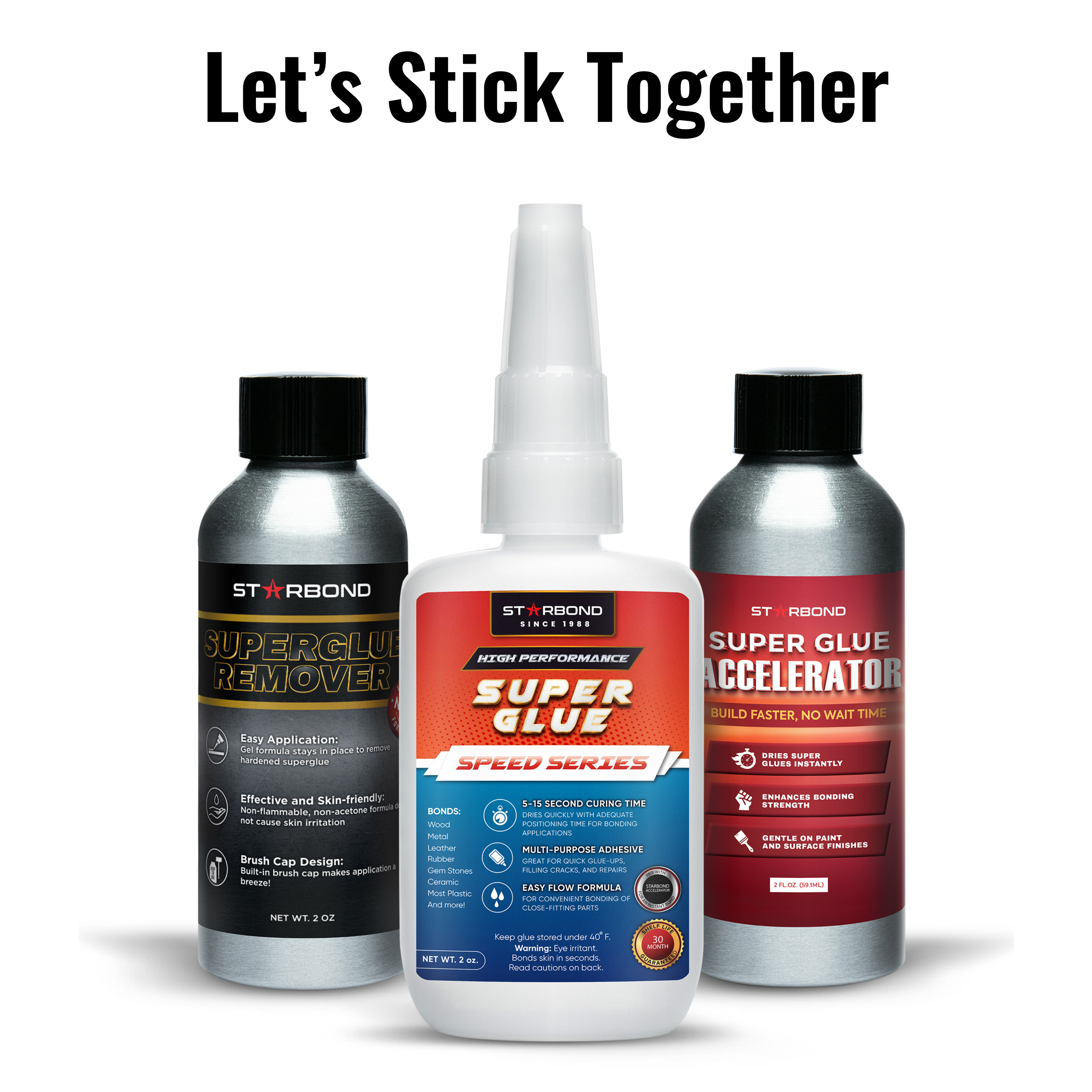 Speed Series | Medium Super Glue + Brush-On Accelerator + Debonder | 2 oz.