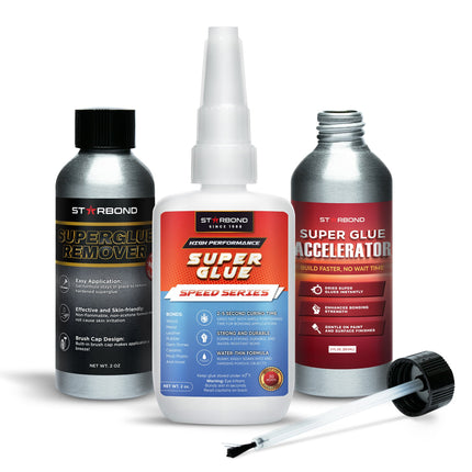 2 oz. Speed Series Thin Super Glue, Brush-on Accelerator, Glue Remover Bundle