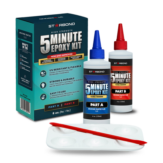 5-Minute Flexible Toughened Epoxy Pro Kit — Clear 2-Part Epoxy for Quick Repairs and Gap Filling (8 oz)