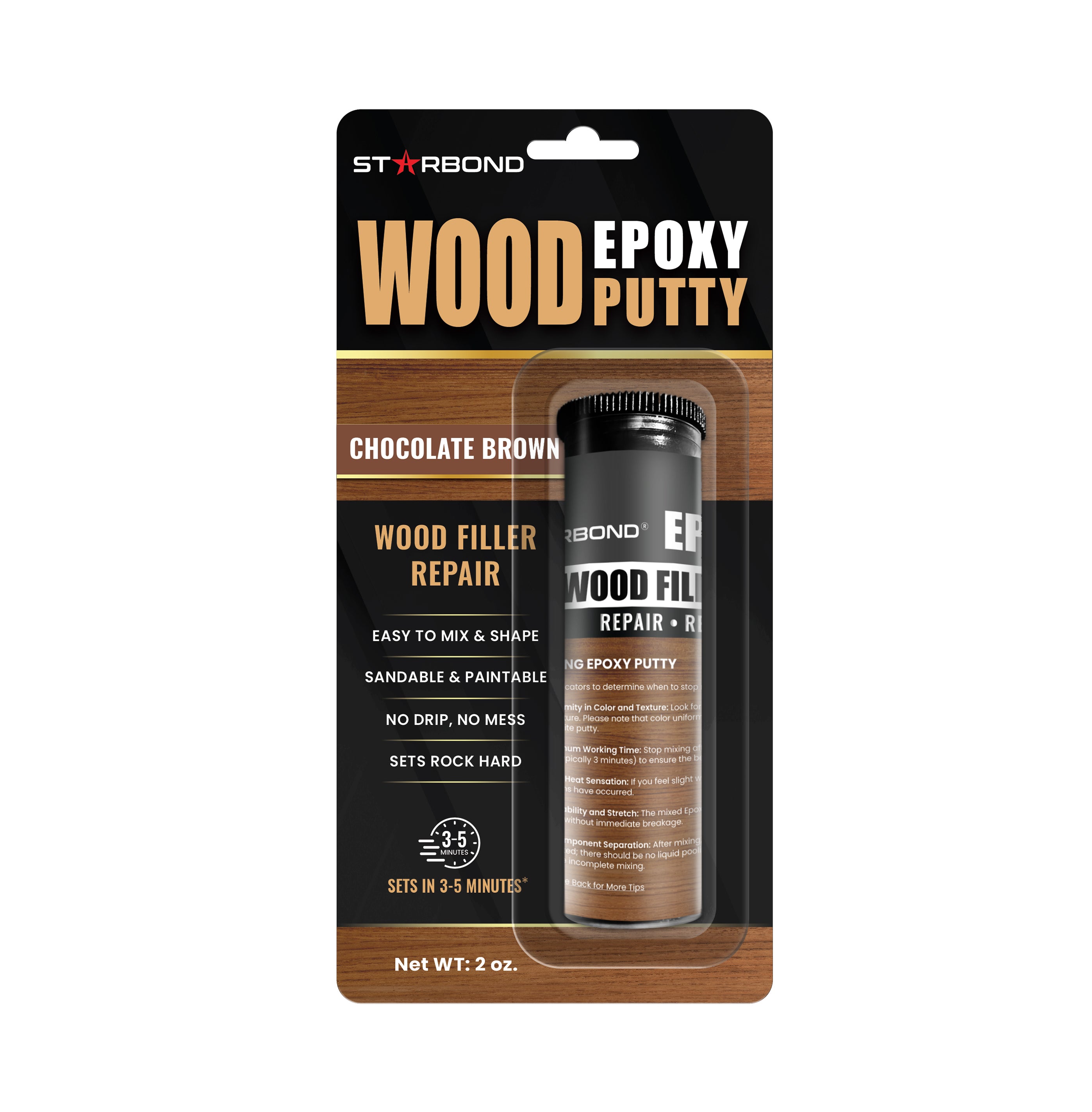 Chocolate Brown — Wood Epoxy Putty (2 oz)