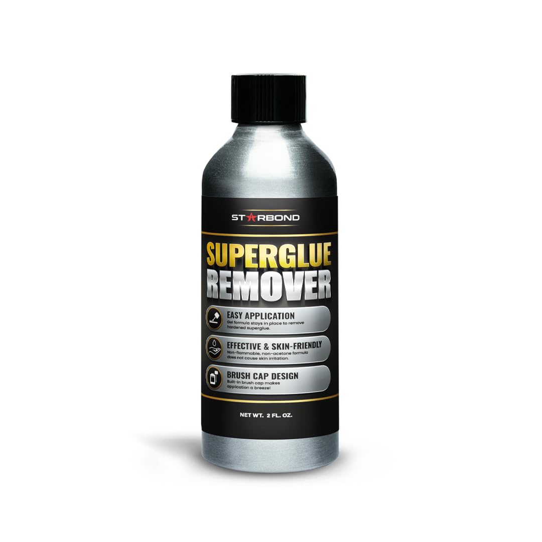 Gel Super Glue Remover with Precision Brush — Stays Wet Longer Than Acetone (2 oz)