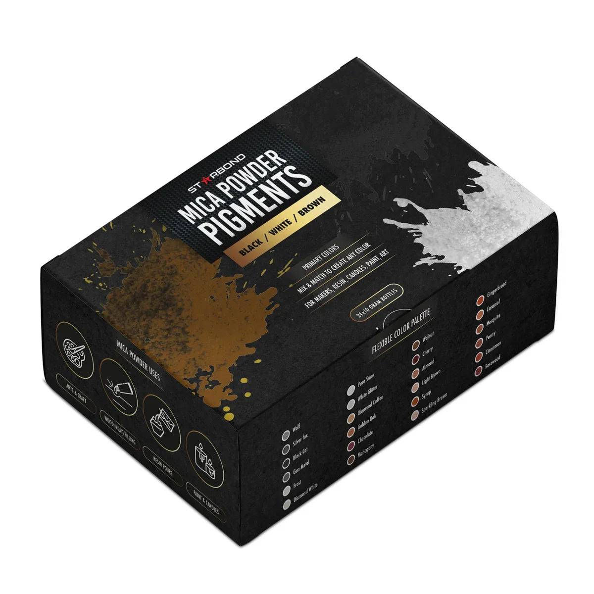 🎁 24-Color Natural Mica Powder Set | Black, White, Brown | 10g Bottles (25% off)