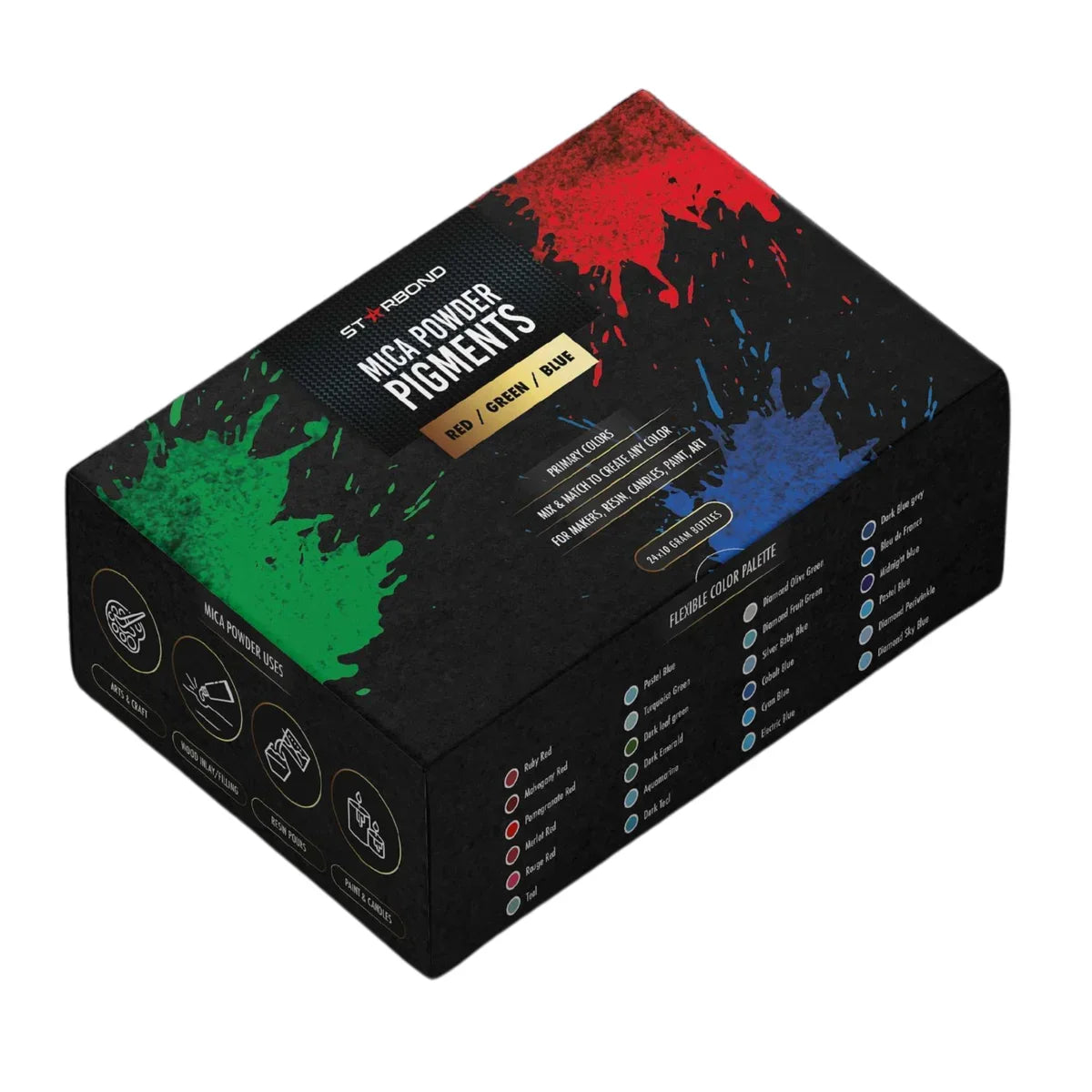 🎁 Mica Powder Set for Epoxy, Resin and Crafts — 24 Red, Green and Blue Colors (10g Each) (100% off)