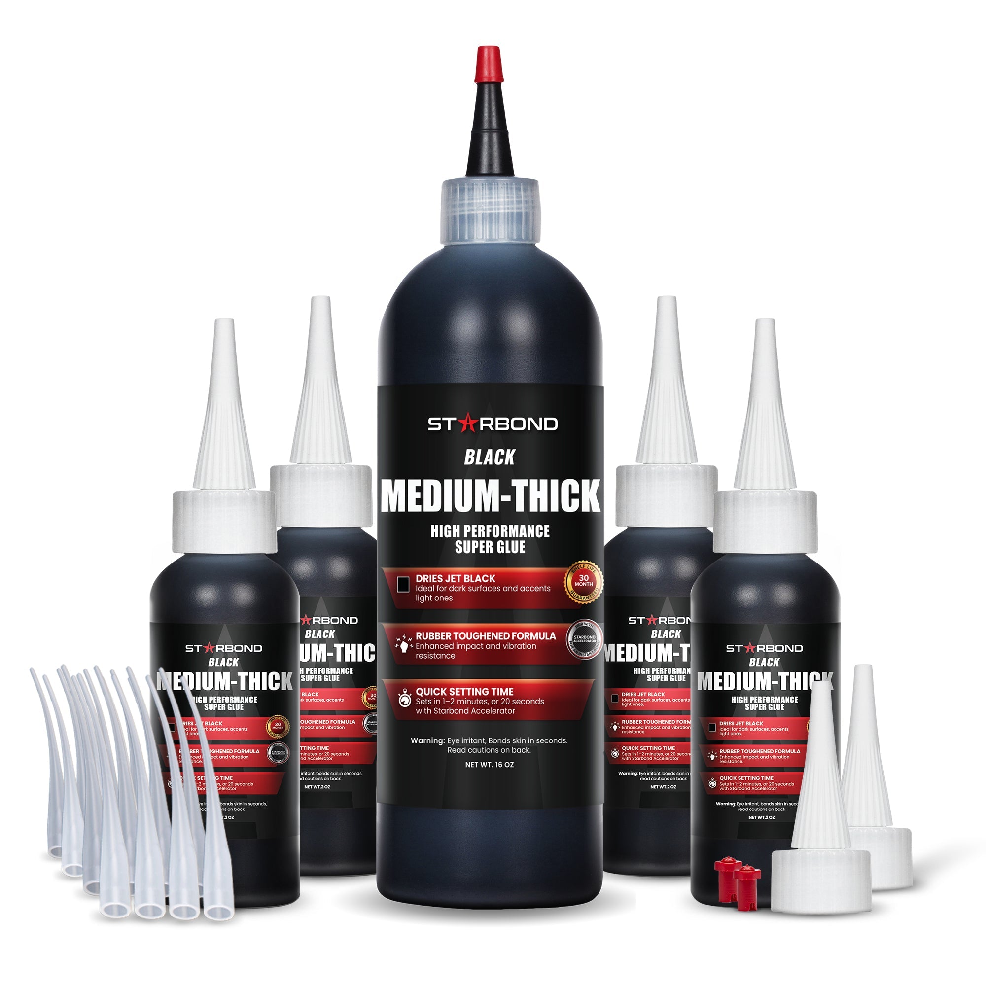 Starbond 16 oz Black Medium-Thick CA Adhesive production bottle