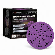 Starbond 6-inch 49-hole Z9 Performance sanding discs with original 50-piece Speed Series box on white.