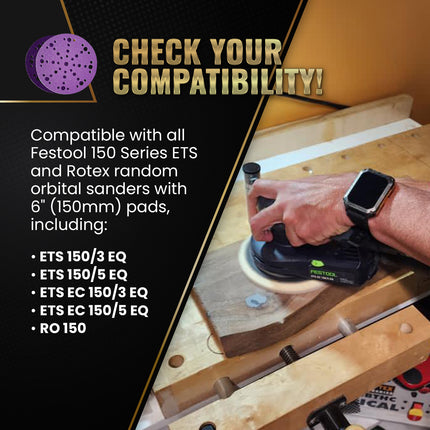 6" Z9 Sanding Discs (Festool Compatible) | Multi-Grit, 50-Pack | “More Cutting Power, Faster Sanding”