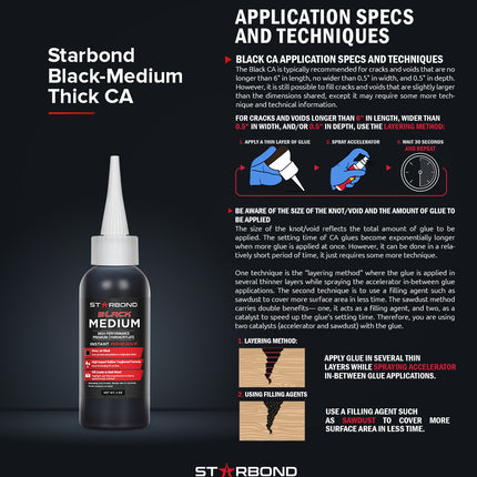 Starbond Black Medium-Thick Cyanoacrylate (CA) - Super Glue, KBL-500