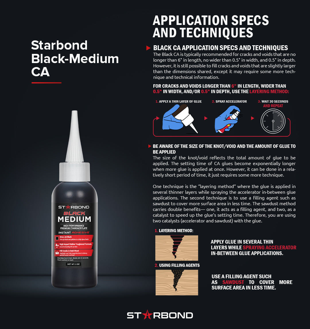 Starbond Black Medium CA Glue KE-150