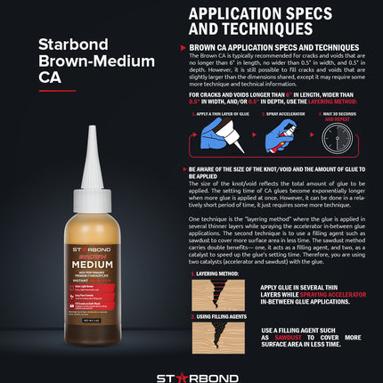 Starbond Brown Medium Cyanoacrylate (CA) - Super Glue, BR-150