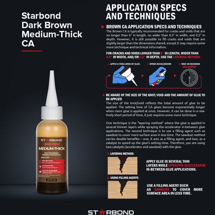 Starbond "Dark Brown" Medium-Thick Cyanoacrylate (CA) - Super Glue, BR-500