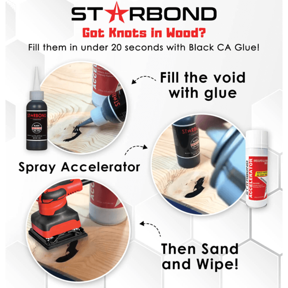 Filling Knots & Voids Super Fast! Starbond Black CA Glue