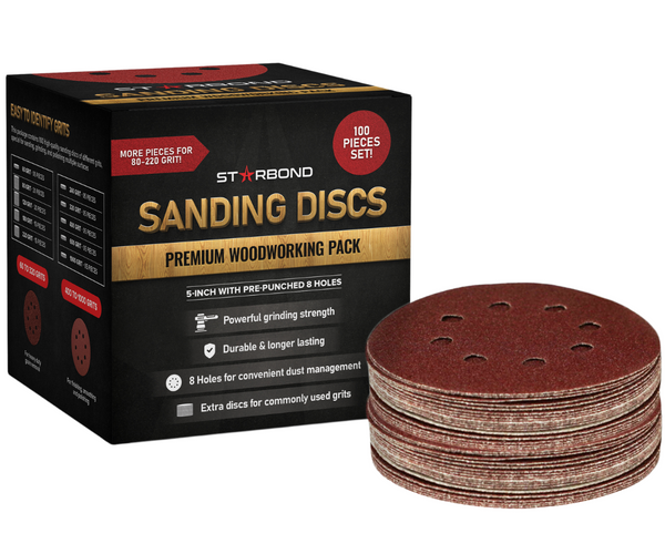 5 inch 8 Hole Hook and Loop Sanding Discs Value Pack 100 PCS Starbond